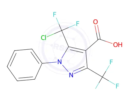 Chemical structure of 5-(chlorodifluoromethyl)-1-phenyl-3-(trifluoromethyl)-1H-pyrazole-4-carboxylic acid