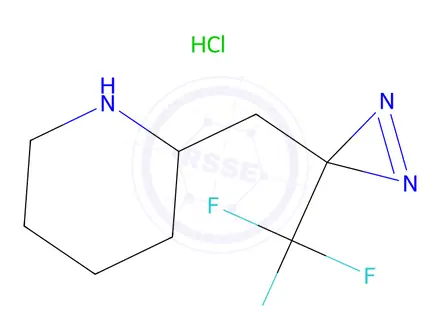 Chemical structure of 2-{[3-(trifluoromethyl)-3H-diazirin-3-yl]methyl}piperidine hydrochloride