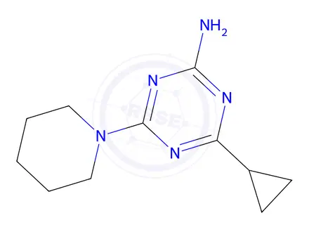 Chemical structure of 4-Cyclopropyl-6-(piperidin-1-yl)-1,3,5-triazin-2-amine