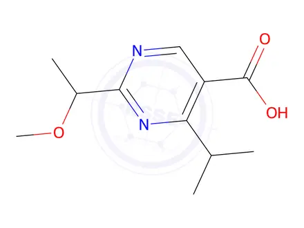 Chemical structure of 4-Isopropyl-2-(1-methoxyethyl)pyrimidine-5-carboxylic acid