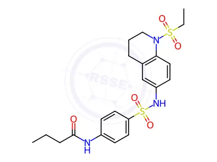 Chemical structure of N-(4-(N-(1-(Ethylsulfonyl)-1,2,3,4-tetrahydroquinolin-6-yl)sulfamoyl)phenyl)butyramide