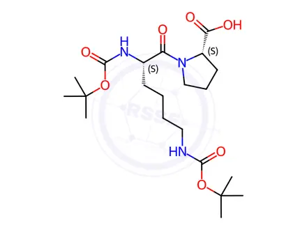 Chemical structure of BOC-LYS(BOC)-PRO-OH