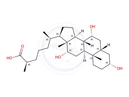 Chemical structure of 25R-3α,7α,12α-Trihydroxy-5β-cholestanoic Acid