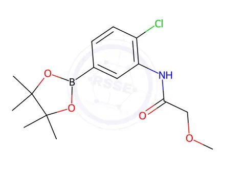 Chemical structure of N-(2-chloro-5-(4,4,5,5-tetramethyl-1,3,2-dioxaborolan-2-yl)phenyl)-2-methoxyacetamide