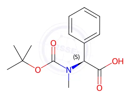 Chemical structure of (2S)-2-[Methyl-[(2-methylpropan-2-yl)oxycarbonyl]amino]-2-phenylacetic acid