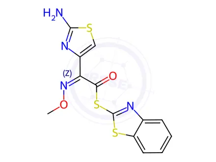 Chemical structure of S-2-Benzothiazolyl 2-amino-alpha-(methoxyimino)-4-thiazolethiolacetate