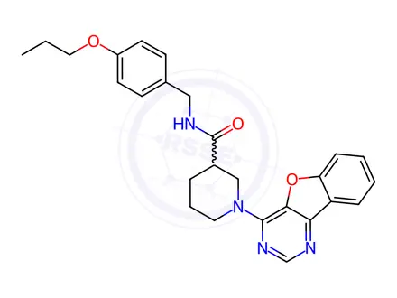 Chemical structure of 1-[1]benzofuro[3,2-d]pyrimidin-4-yl-N-(4-propoxybenzyl)piperidine-3-carboxamide