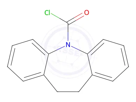 Chemical structure of 10,11-dihydro-5H-dibenzo[b,f]azepine-5-carbonyl chloride