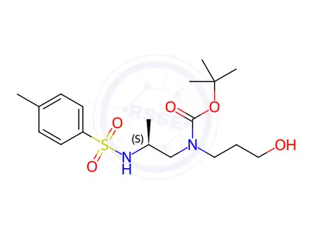 Chemical structure of (S)-3-{N-(tert-Butoxycarbonyl)-N-[2-(N-p-toluenesulfonyl)aminopropyl]amino-1-propanol