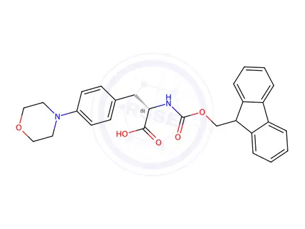 Chemical structure of (S)-2-((((9H-fluoren-9-yl)methoxy)carbonyl)amino)-3-(4-morpholinophenyl)propanoic acid