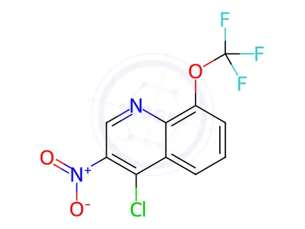 Chemical structure of 4-Chloro-3-nitro-8-(trifluoromethoxy)quinoline
