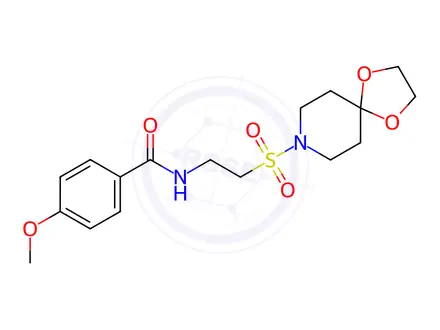 Chemical structure of N-(2-((1,4-Dioxa-8-azaspiro[4.5]decan-8-yl)sulfonyl)ethyl)-4-methoxybenzamide
