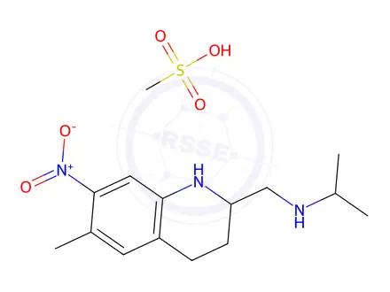 Chemical structure of N-((6-Methyl-7-nitro-1,2,3,4-tetrahydroquinolin-2-yl)methyl)propan-2-amine methanesulfonate