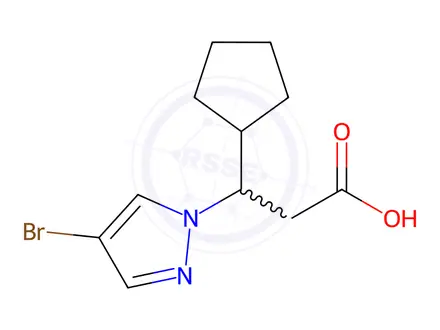 Chemical structure of 3-(4-Bromo-1H-pyrazol-1-yl)-3-cyclopentylpropanoic Acid