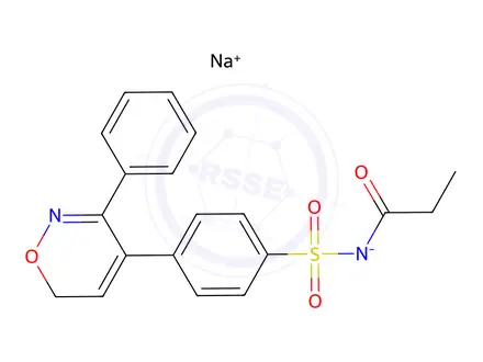 Chemical structure of Sodium ((4-(3-phenyl-6H-1,2-oxazin-4-yl)phenyl)sulfonyl)(propionyl)amide