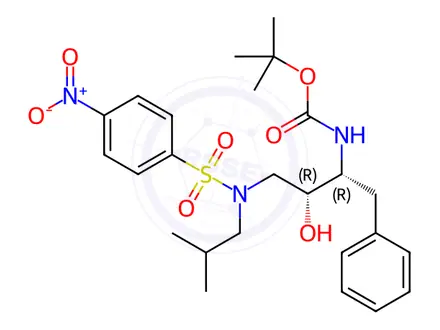 Chemical structure of N-[(1R,2R)-2-Hydroxy-3-[(2-methylpropyl)[(4-nitrophenyl)sulfonyl]amino]-1-(phenylmethyl)propyl]carbamic Acid 1,1-Dimethylethyl Ester