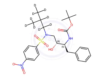 Chemical structure of [(1S,2R)-1-Benzyl-2-hydroxy-3-[isobutyl-d9-[(4-nitrophenyl)sulfonyl]amino]propyl]carbamic Acid tert-Butyl Ester