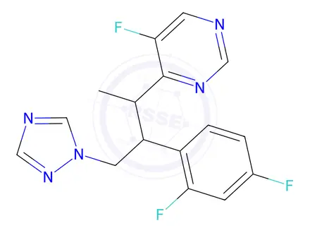 Chemical structure of 4-(3-(2,4-difluorophenyl)-4-(1H-1,2,4-triazol-1-yl)butan-2-yl)-5-fluoropyrimidine
