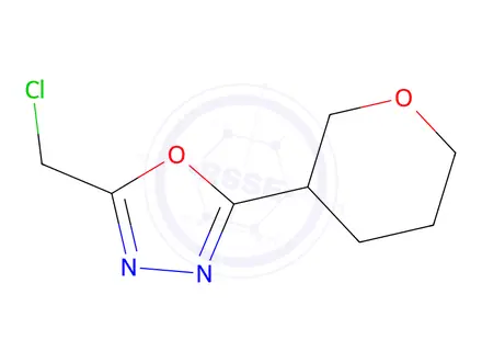 Chemical structure of 2-(Chloromethyl)-5-(oxan-3-yl)-1,3,4-oxadiazole