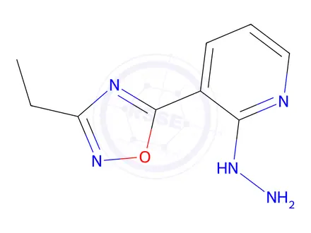 Chemical structure of 3-Ethyl-5-(2-hydrazinylpyridin-3-yl)-1,2,4-oxadiazole