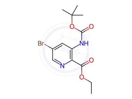 Chemical structure of Ethyl 5-bromo-3-((tert-butoxycarbonyl)amino)picolinate