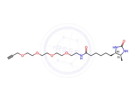 Chemical structure of 6-((4R,5S)-5-methyl-2-oxoimidazolidin-4-yl)-N-(3,6,9,12-tetraoxapentadec-14-yn-1-yl)hexanamide