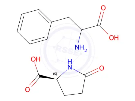 Chemical structure of 5-oxo-L-proline, compound with 3-phenyl-DL-alanine (1:1)