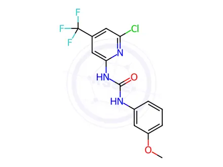 Chemical structure of N-[6-Chloro-4-(trifluoromethyl)-2-pyridyl]-N'-(3-methoxyphenyl)urea