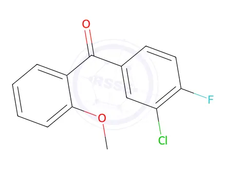 Chemical structure of 3-chloro-4-fluoro-2'-methoxybenzophenone