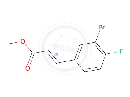 Chemical structure of (2E)-3-(3-BRomo-4-fluorophenyl)-2-propenoic acid, methyl ester