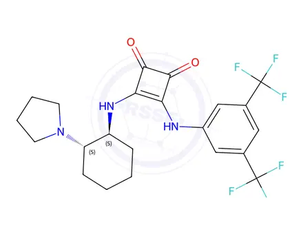 Chemical structure of 3-[[3,5-bis(trifluoroMethyl)phenyl]aMino]-4-[[(1R,2R)-2-(1-pyrrolidinyl)cyclohexyl]aMino]-