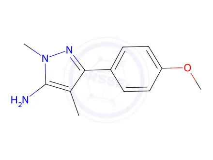 Chemical structure of 5-(4-Methoxy-phenyl)-2,4-dimethyl-2H-pyrazol-3-ylamine