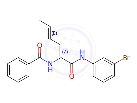 Chemical structure of Benzamide, N-[1-[[(3-bromophenyl)amino]carbonyl]-1,3-pentadienyl]-(9CI)