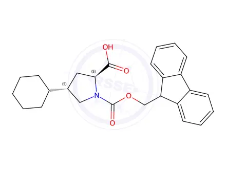 Chemical structure of (2s,4s)-4-Cyclohexyl-1-{[(9h-fluoren-9-yl)methoxy]carbonyl}pyrrolidine-2-carboxylic acid