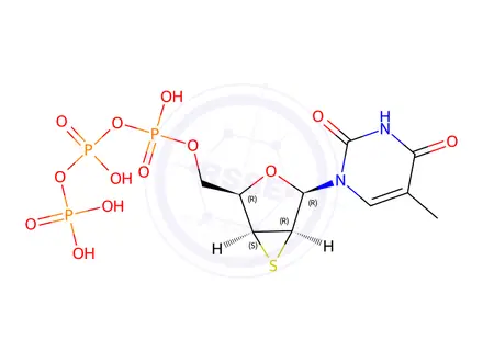 Chemical structure of 1-(2',3'-epithio-2',3'-dideoxy-beta-D-lyxofuranosyl)thymine 5'-triphosphate