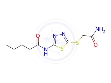 Chemical structure of N-(5-((2-Amino-2-oxoethyl)thio)-1,3,4-thiadiazol-2-yl)pentanamide