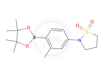 Chemical structure of 2-(3-Methyl-4-(4,4,5,5-tetramethyl-1,3,2-dioxaborolan-2-yl)phenyl)isothiazolidine 1,1-dioxide