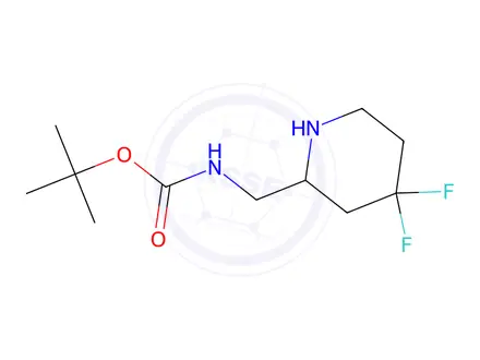 Chemical structure of Tert-butyl ((4,4-difluoropiperidin-2-yl)methyl)carbamate