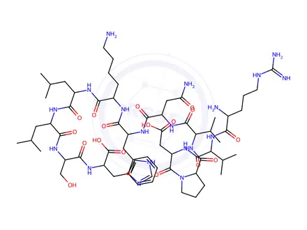 Chemical structure of L-Arginyl-L-valyl-L-α-aspartyl-L-prolyl-L-valyl-L-asparaginyl-L-phenylalanyl-L-lysyl-L-leucyl-L-leucyl-L-seryl-L-histidine