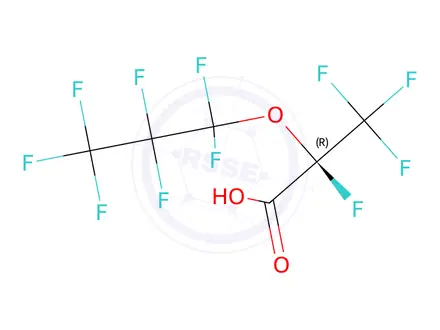 Chemical structure of (+)-Perfluoro(2-propxypropionic) acid
