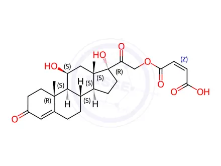 Chemical structure of (Z)-4-(2-((8S,9S,10R,11S,13S,14S,17R)-11,17-dihydroxy-10,13-dimethyl-3-oxo-2,3,6,7,8,9,10,11,12,13,14,15,16,17-tetradecahydro-1H-cyclopenta[a]phenanthren-17-yl)-2-oxoethoxy)-4-oxobut-2-enoic acid