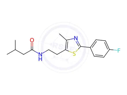 Chemical structure of N-(2-(2-(4-Fluorophenyl)-4-methylthiazol-5-yl)ethyl)-3-methylbutanamide