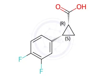 Chemical structure of (1R,2S)-2-(3,4-difluorophenyl)cyclopropanecarboxylic acid