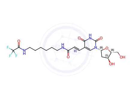 Chemical structure of 5-[N(6-(Trifluoroacetamido)hexyl)-3-(E)-acrylamido]-2’-deoxyuridine