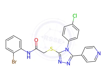Chemical structure of N-(2-Bromophenyl)-2-((4-(4-chlorophenyl)-5-(pyridin-4-yl)-4H-1,2,4-triazol-3-yl)thio)acetamide