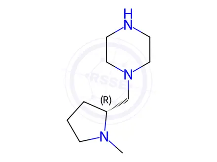 Chemical structure of Piperazine, 1-[[(2R)-1-methyl-2-pyrrolidinyl]methyl]-(9CI)