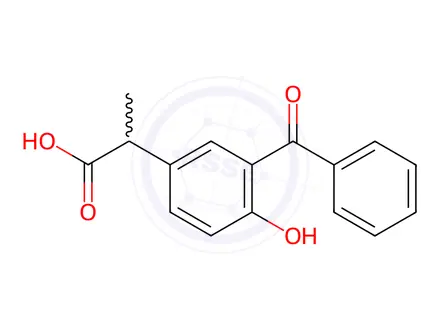 Chemical structure of 2-(3-Benzoyl-4-hydroxyphenyl)propanoic Acid
