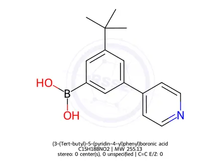 Chemical structure of (3-(Tert-butyl)-5-(pyridin-4-yl)phenyl)boronic acid