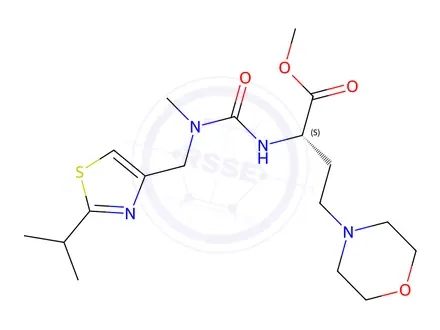 Chemical structure of (alphaS)-alpha-[[[Methyl[[2-(1-methylethyl)-4-thiazolyl]methyl]amino]carbonyl]amino]-4-morpholinebutanoic acid methyl ester