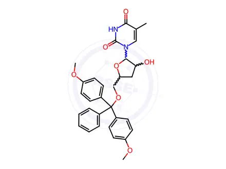Chemical structure of 5'-O-(Dimethoxytrityl)-5-methyl-3'-deoxyuridine